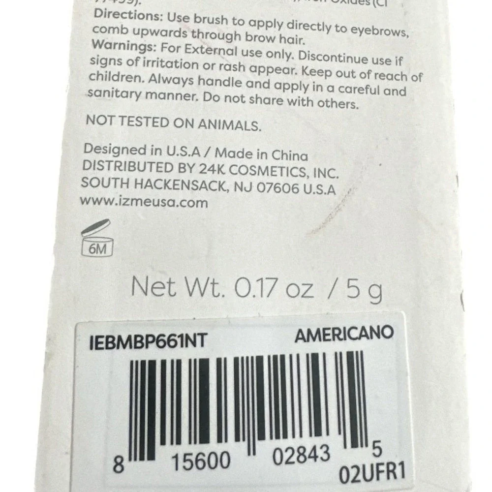IZME New York Sculpting Brow Mascara Americano Medium Brown‎ 0.17oz New